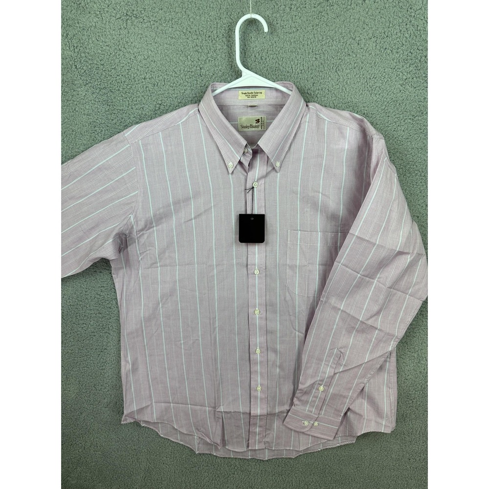 Stanley Blacker Shirt Mens 17 34/35 Stripe Button Down Single Needle Dress Shirt
